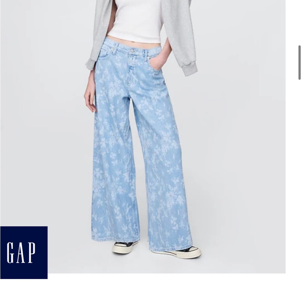 Gap blue tie-dye wide leg jeans size 25 #gap #tiedye